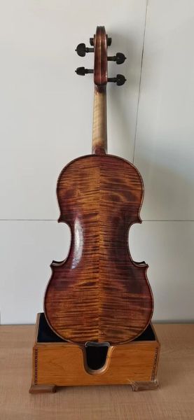

4/4 size violin solid flamed maple back spruce hand carved nice sound k3169