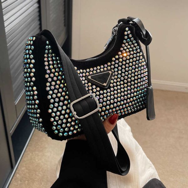 

50% off 2023 fashion hand summer niche design bright diamond broadband for women new high-end single shoulder underarm crossbody bag