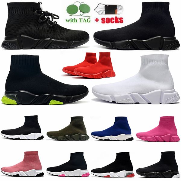 

2023 designer sock shoes for mens womens stretchy knit tripler black white oreo cushioned walking casual sneakers timeless and versatile tra