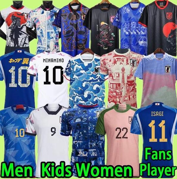 

japan 2023 soccer jerseys cartoon isagi atom tsubasa minamino asano doan kubo ito 2024 japanese special uniforms women 22 23 24 football shi, Black;yellow
