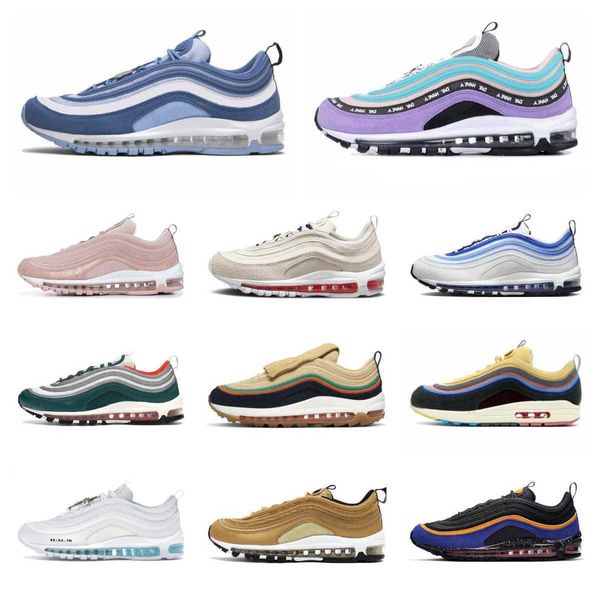 

running shoes mens max 97 air triple white black bullet reflective bred midnight navy metallic gold for men women outdoor sneakers