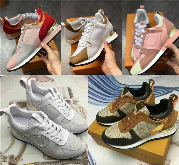

classic run away sneakers for men women real leather designer casual shoes racer sports calf leather mesh mixed color trainer runner shoe te, Black