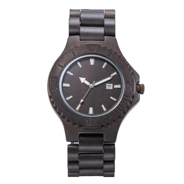 

wristwatches men's watch quartz wooden large dial with pointers wristwatch, Slivery;black