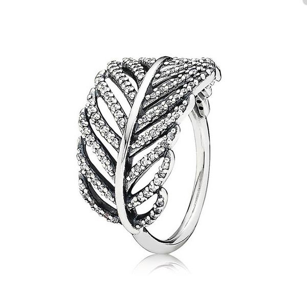 

light as a feather ring real sterling silver for pandora crystal diamond party jewelry designer rings set for women sisters gift sparkling r, Slivery;golden