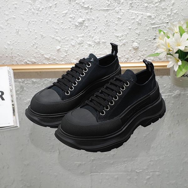 

2023 vintage casual shoes men women calfskin designer sneakers fashion increasing platform shoe leather trainers 0426, Black