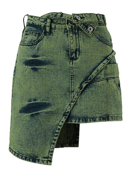 

skirts deat fashion women's skirt high waist asymmetric sashes tie dye streetwear above knee denim summer 17a1759 230510, Black