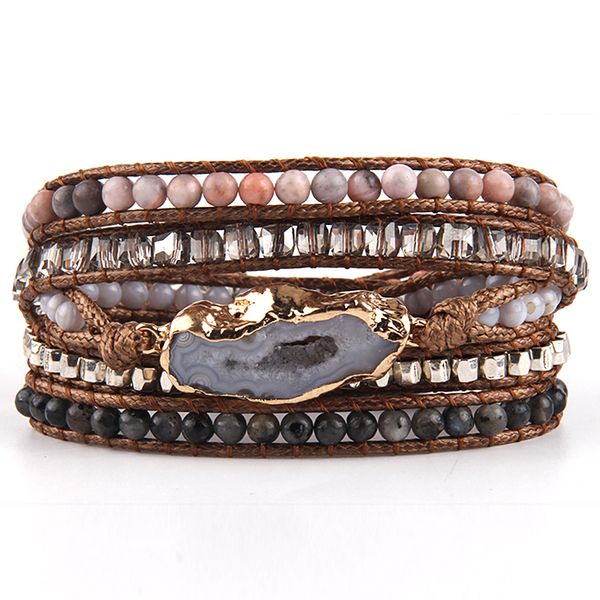 

chain rh fashion bohemian wrap accessoryes jewelry natural stones charm 5 strands handmade bracelets festival gift 230511, Black