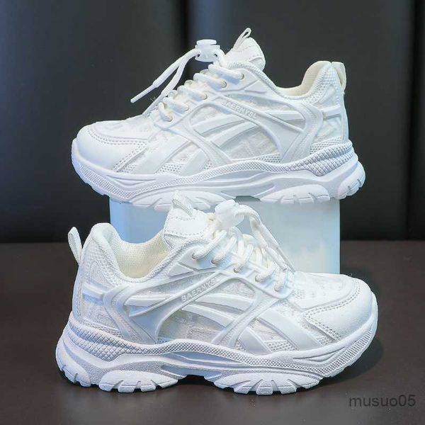 

athletic outdoor children's casual shoes children's sneakers mesh breathable running sports tennis chunky sneakers boys and girls, Black