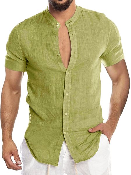 

men's casual shirts bolf short sleeve linen buttondown shirt blouse for summer 230511, White;black