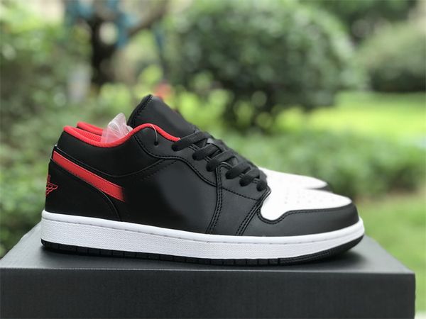 

basketball shoes 1 low white toe black fire red 553558-063 1s og men women sport sneaker with original box, Red;white