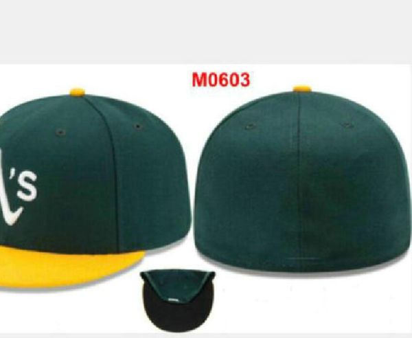 

men's oakland baseball full closed caps summer snapback letter bone men women black color all 32 teams casual sport flat fitted hats as, Blue;gray
