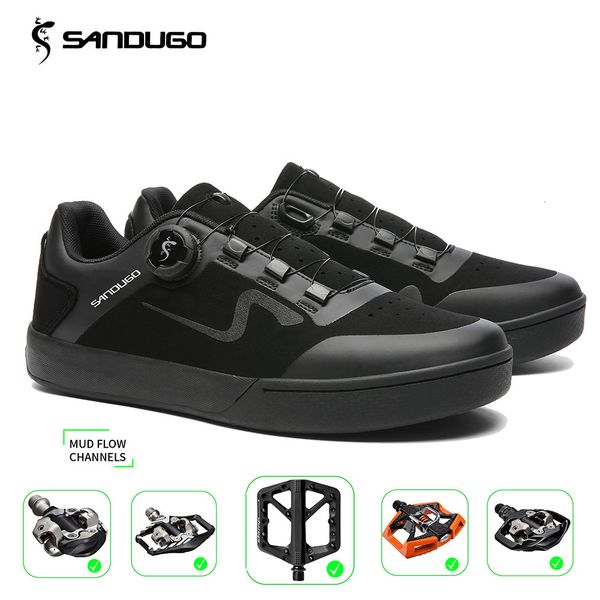 

dress shoes sandugo mountain bike enduro dh shoes are suitable for all spd and flat pedals bicycle shoesfabric 230510, Black