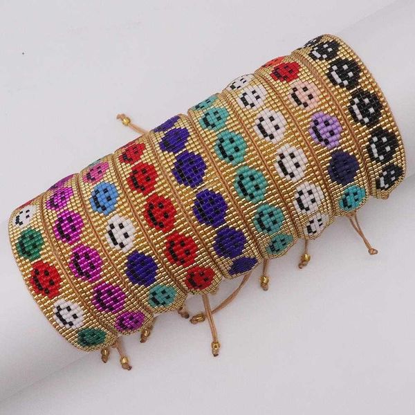 

fashion creative arrival miyuki bracelets bead colorful smiley face pattern adjustable bracelet, Golden;silver