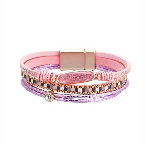 

ornament bohemian style personalized fashion bracelet with crystal multi layer magnetic snap leather female, Golden;silver