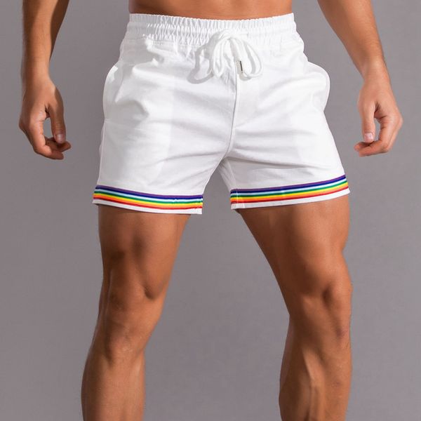 

men's shorts fashion man rainbow male shorts 230511, White;black