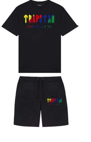 

men's tshirts summer trapstar printed cotton tshirt shorts sets streetwear tracksuit men's sportswear trapstar t shirts and shorts, Gray