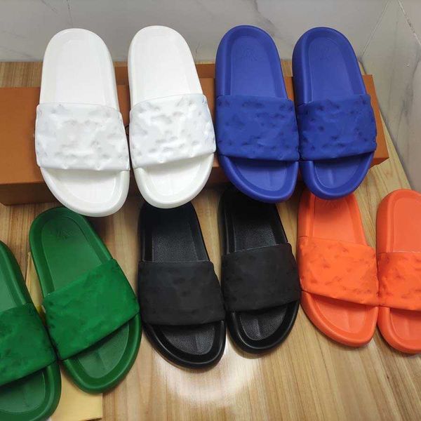 

slippers men women slides sandals designer shoes black brown white summer flat beach pool slide damier graphite rubber thong flip flops