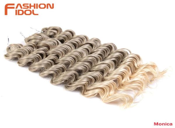 

hair pieces 24quot deep wavy crochet synthetic afro curly braids 300g ombre blonde braiding extensions for women 2210178497281, Black;brown