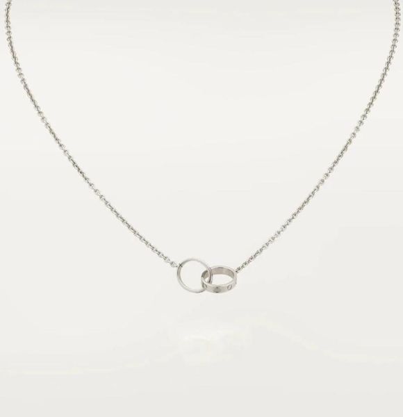 

new classic design double loop charms pendant love necklace for women girls 316l titanium steel wedding jewelry collares collier2984125, Silver