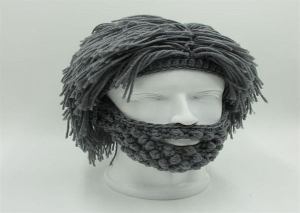 

wig beard hats hobo mad scientist caveman handmade knit warm winter cap men women halloween gifts funny party beanies 5 colours 228211943, Blue;gray