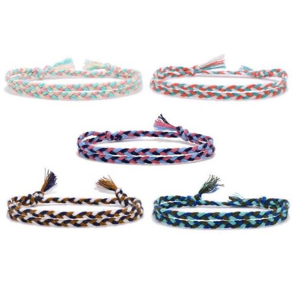 

ornament crafts three strand braid bracelet tibetan style cotton string rope tassel carrying strap adjustable love bean, Golden;silver