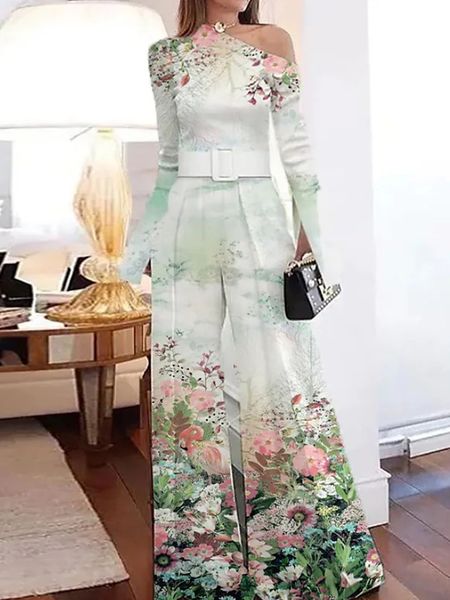 

women's two piece pants wide leg pant office lady loose gradient summer matching set women one off shoulder hollow out ladies outfit st, White