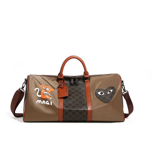 

Factory wholesale ladies shoulder bags 2 versions lightweight waterproof wear-resistant leisure travel backpack street graffiti fashion handbag gym bag 2475#, Ivory