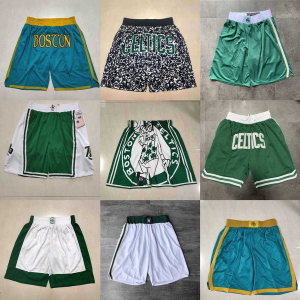 

boston''celtics''men throwback basketball shorts pocket, Black