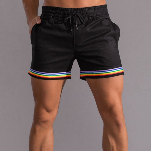 

men's shorts gay shorts rainbow color 230511, White;black
