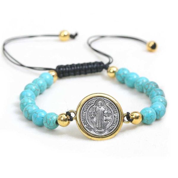 

turquoise beaded strand bracelet saint benedict beads prayer ornament wholesale, Black