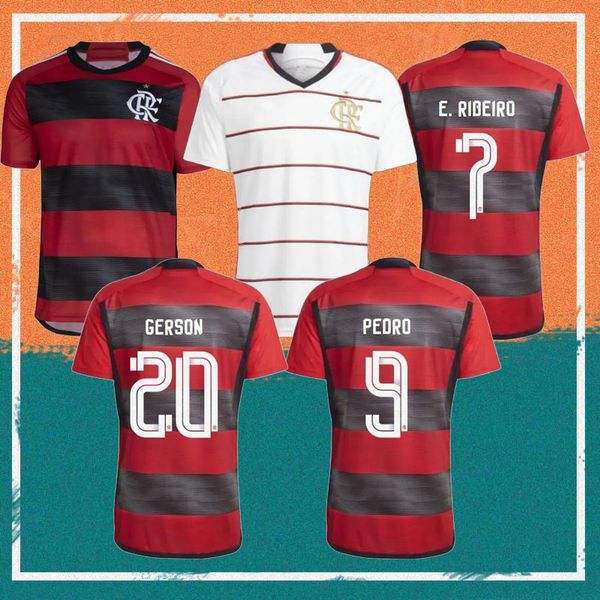 

23/24 flamengo soccer jerseys 2023 home e. ribeiro thiago maia pedro gabi maillots foot de arrascaeta andreas david luiz b.henrique vidal ma, Black;yellow