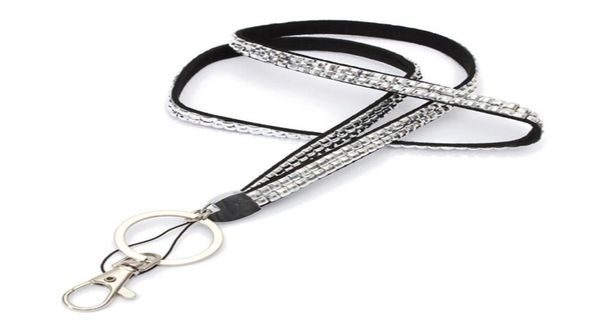 

bling bling lanyard crystal rhinestone necklace chains with claw clasp id badge holder for cell phone straps charms 945 b34397767, Silver