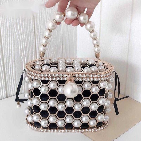 

2023 new fashion evening bag pearl diamond bucket bags for womens versatile chain rhinestone crossbody female purse 230523bj