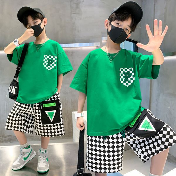 

setssuits fashion baby boy's suit cotton summer casual clothes set shorts 2pcs clothing for boys kids 414 years 230510