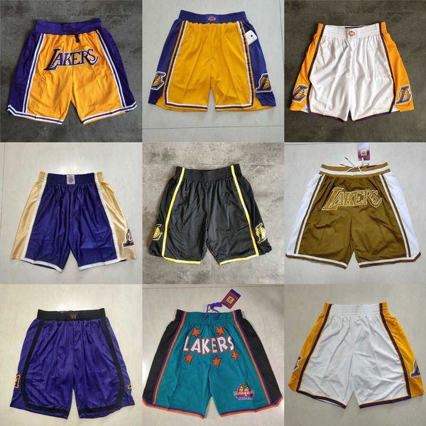 

2023 los angeles''lakers''men throwback basketball shorts pocket red black
