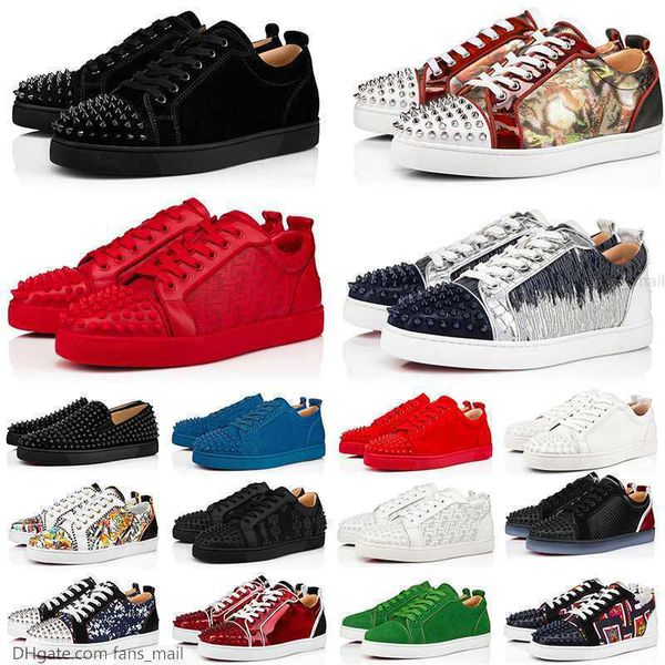 

2023 brand new men designer red bottoms platform casual shoes loafers rivets low studed designers shoe mens women fashion bottomes, Black