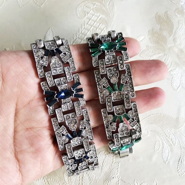 

chain rhinestones link bracelet fashion punk alloy party wide bracelets for women jewelry 230511, Black
