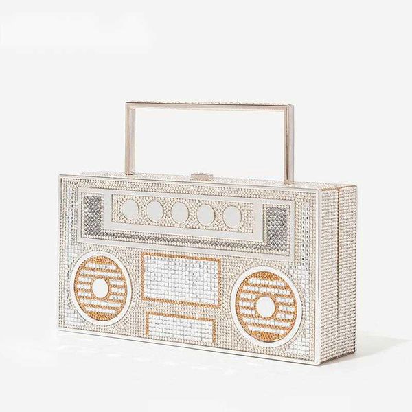 

shoulder bags color diamonds radio evening clutch bag women 2023 new bridal wedding metal handle shiny rhinestone purse and handbags designe
