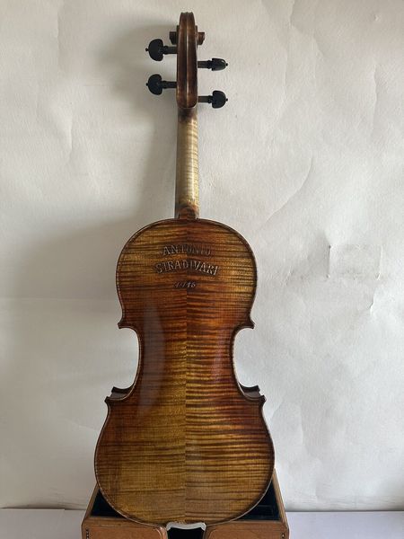 

4/4 violin stradi model 1716 flamed maple back spruce hand carved k3190