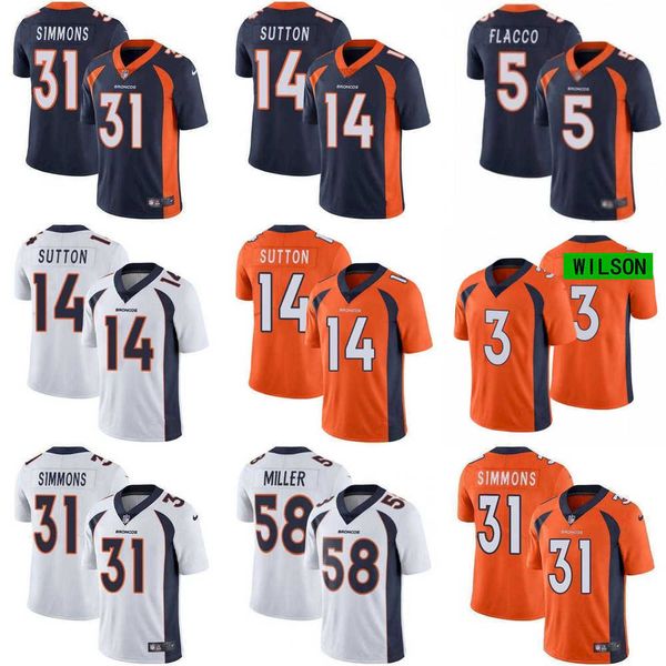 

football jerseys denver''broncos''men women youth 58 von miller 3 russell wilson 14 courtland sutton 31 justin simmons 5, Black;red