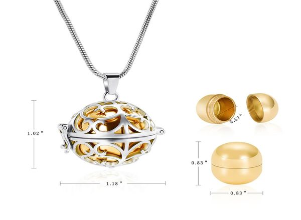 

h9999 2020 gold inner ball stainless steel cremation pendant funeral urn ashes holder for loved one engravable cremation 3311630, Silver