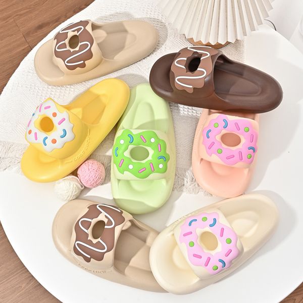 

slippers lovely doughnut slippers for women home indoor shit feeling thick soles for men and women lovers sandal trend 230511, Black