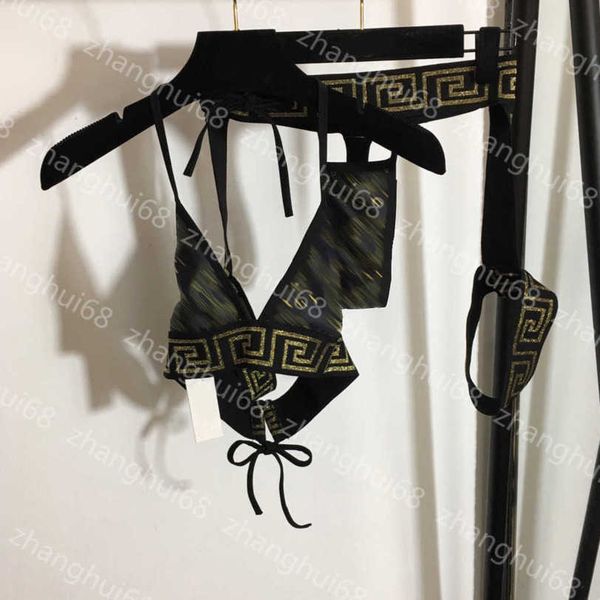 

23ss designer bathing suit womens bikini swimwear two-piece swimsuit vintage print tied suspender underwear webbed gaitter thong briefs set, White;black