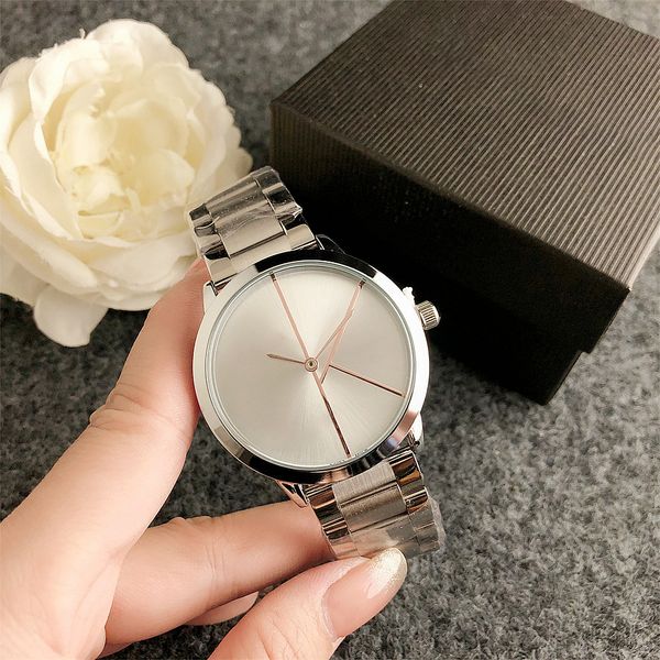 

fashion full brand wrist watch men women style 40 mm luxury with logo steel metal band quartz clock c222461, Slivery;brown