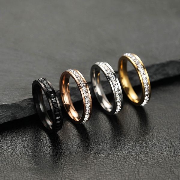 

new popular white zircon band ring stainless steel jewelry for wholesale, Silver