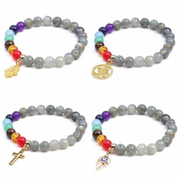 

ornament flash moonstone colorful bracelet palm beaded, Black