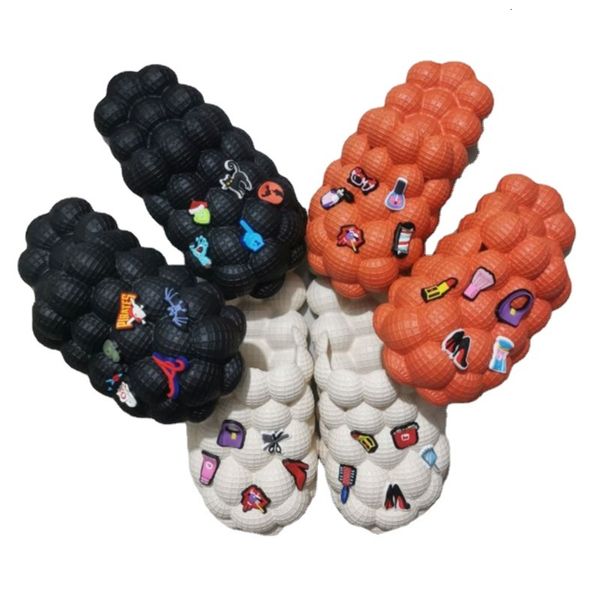 

slippers women fashion personality indoor bathroom bubble slides with charms men lady beach thick sole massage slippers 230511, Black