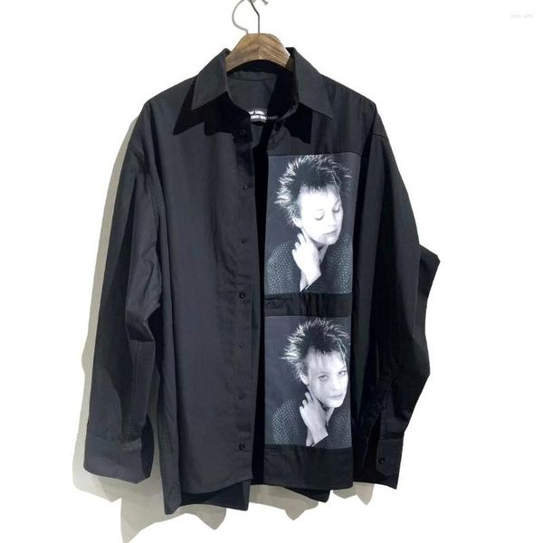 

men's casual shirts raf simons & robert mapplethorpe fashion versatile for men streetwear clothing woman clothes high street, White;black