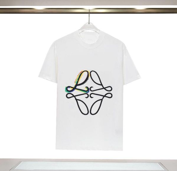 

23ss colorful letters embroidery mens t-shirt designer t shirts fashion tees luxury mens clothing black white s-3xl, White;black