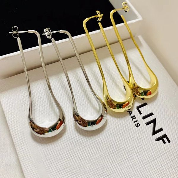

hoop earrings brass diamond set letter earrings designer for women fashion gorgeous brand celebrity same style new earring jewelry, Golden;silver